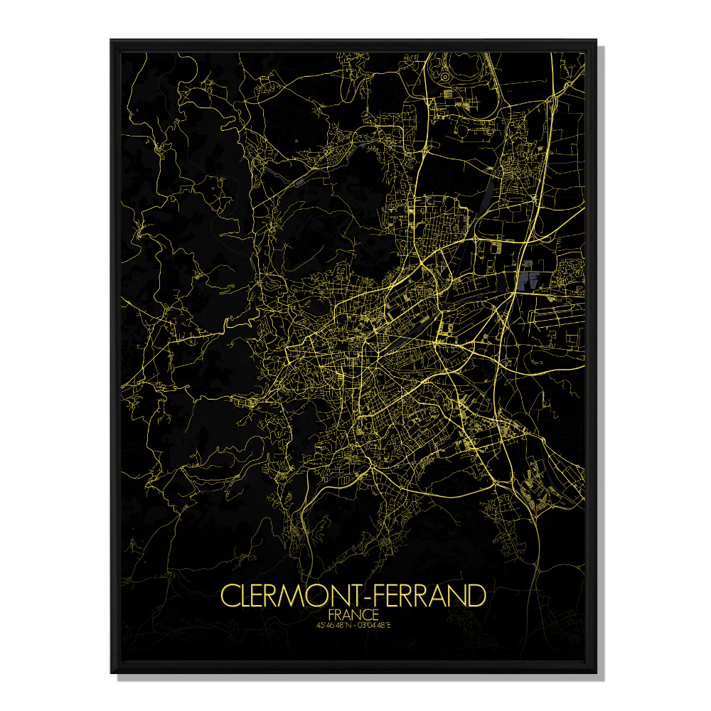 Clermont carte ville city map nuit