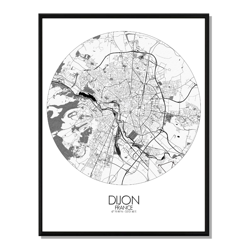 Dijon carte ville city map rond