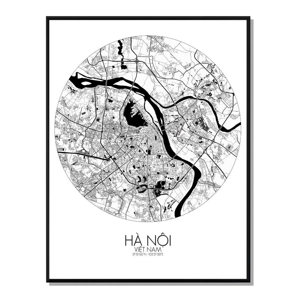 Hanoi carte ville city map rond