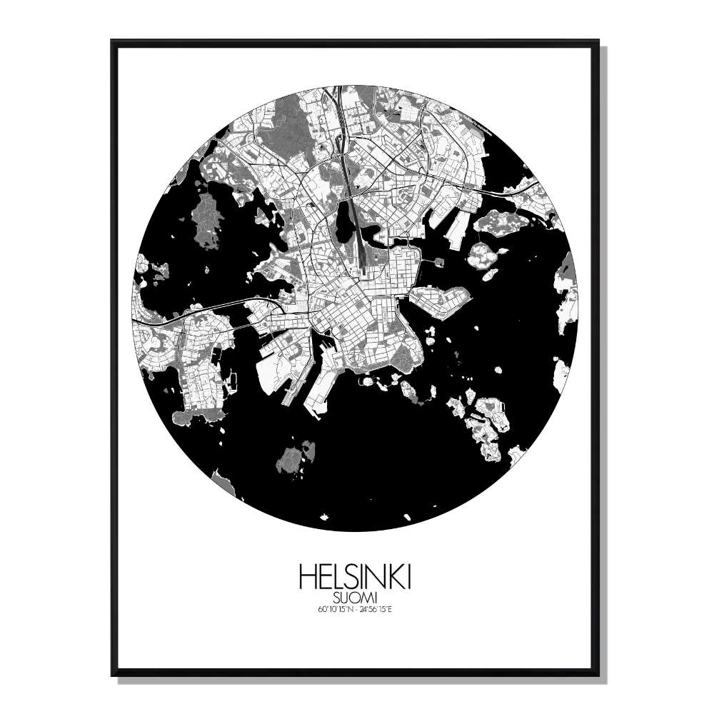 Helsinki carte ville city map rond