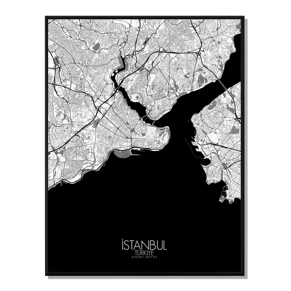 Istanbul carte ville city map n&b