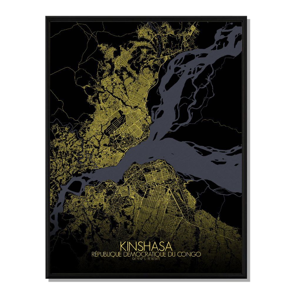 Kinshasa carte ville city map nuit
