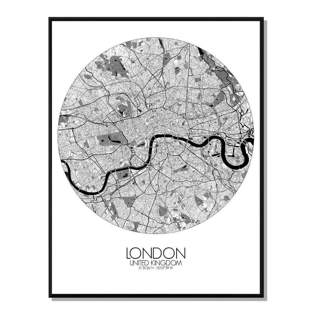 Londres carte ville city map rond