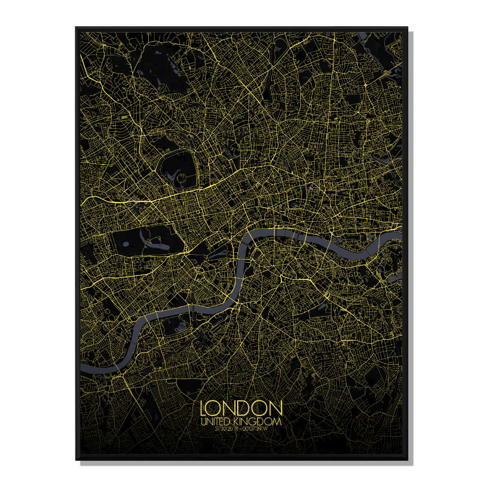 Londres carte ville city map nuit