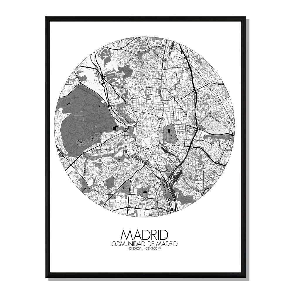 Madrid carte ville city map rond