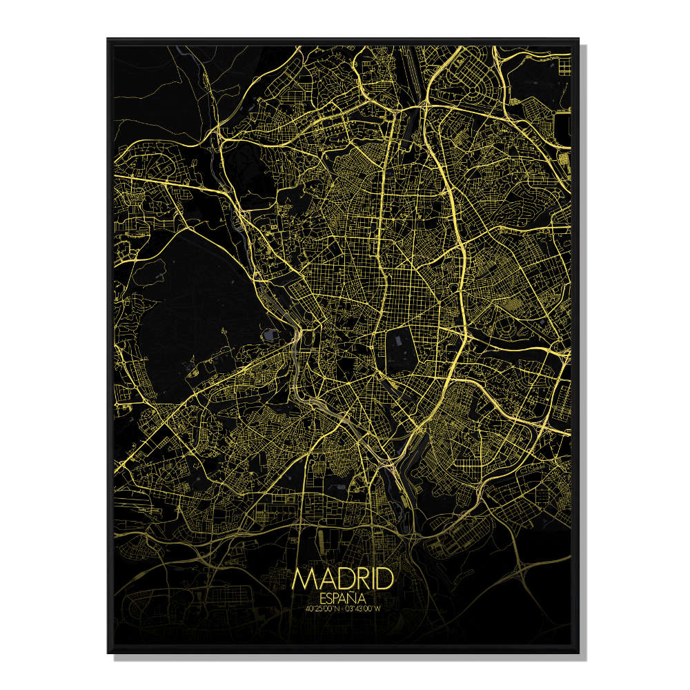 Madrid carte ville city map nuit