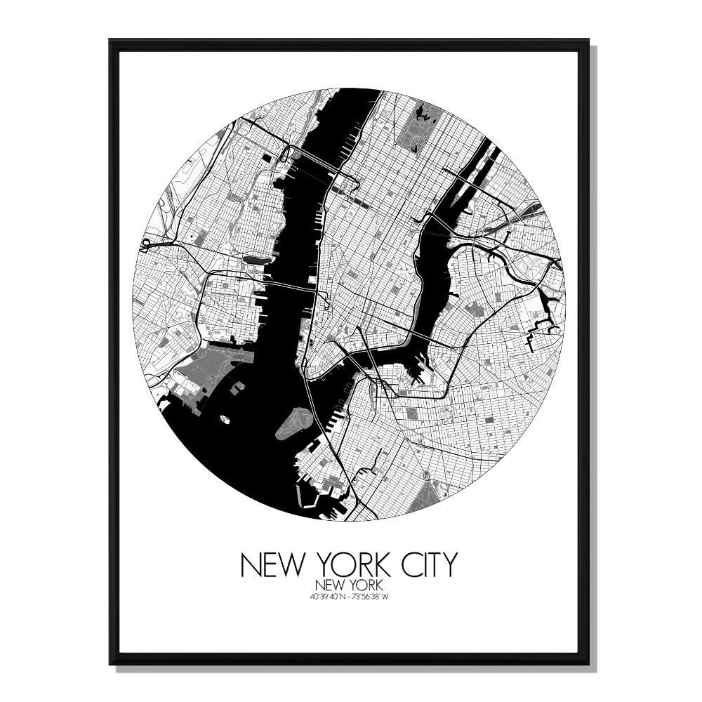 New york carte ville city map rond