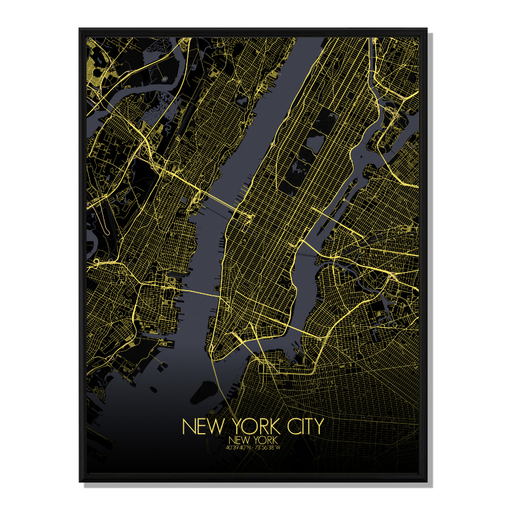 New york carte ville city map nuit