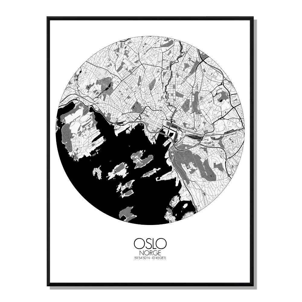 Oslo carte ville city map rond