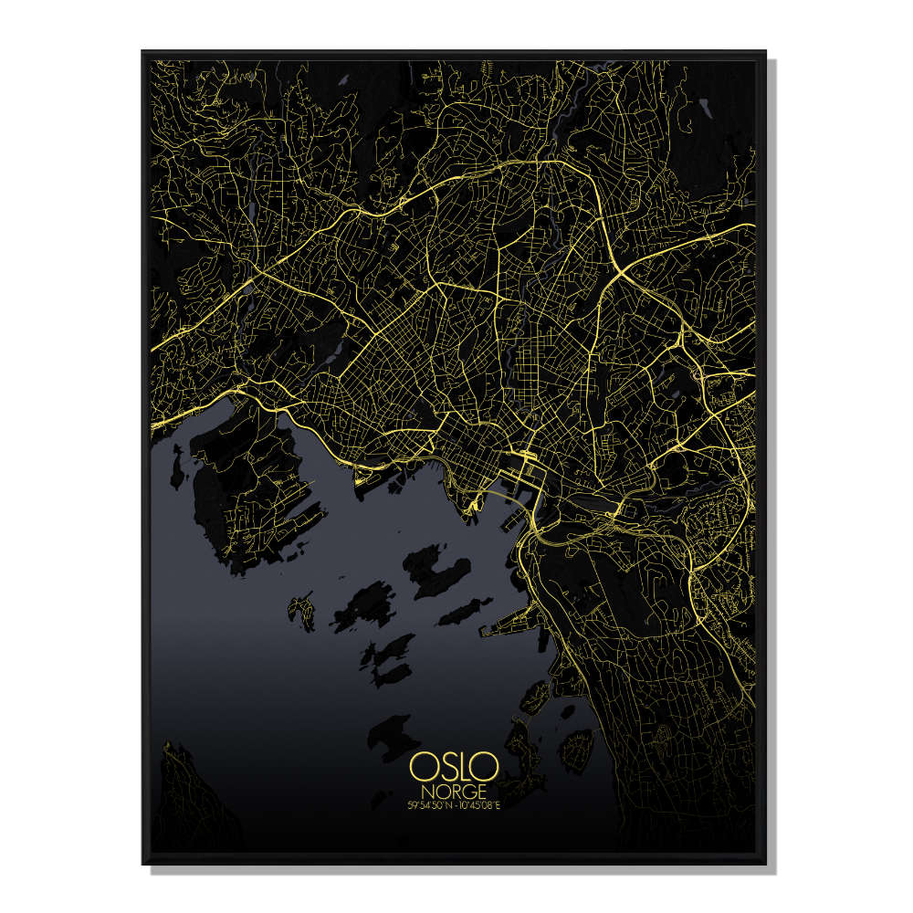 Oslo carte ville city map nuit