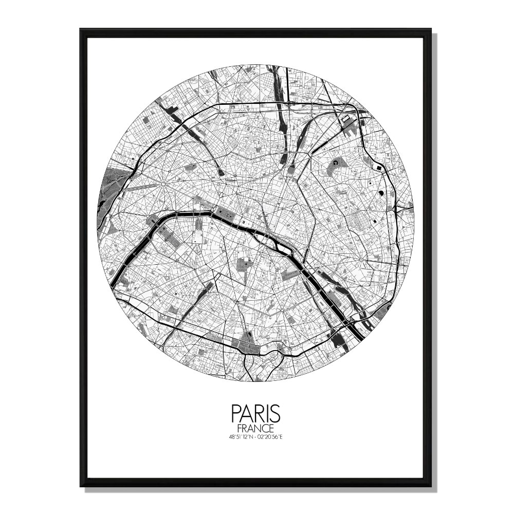Paris carte ville city map rond
