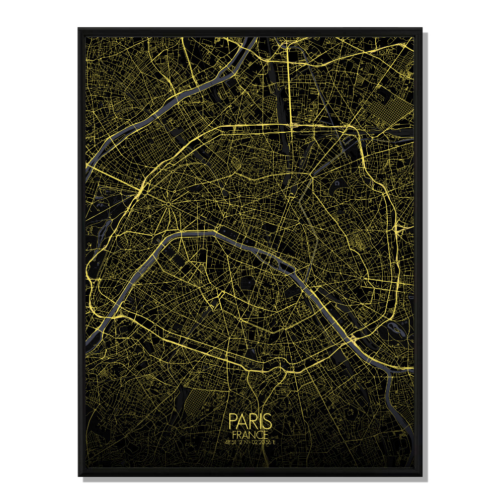 Paris carte ville city map nuit