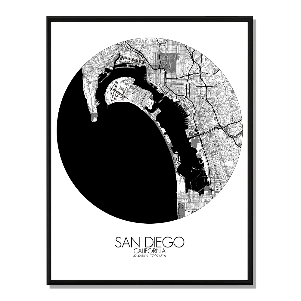 San diego carte ville city map rond