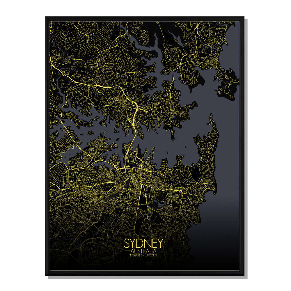 Sydney carte ville city map nuit
