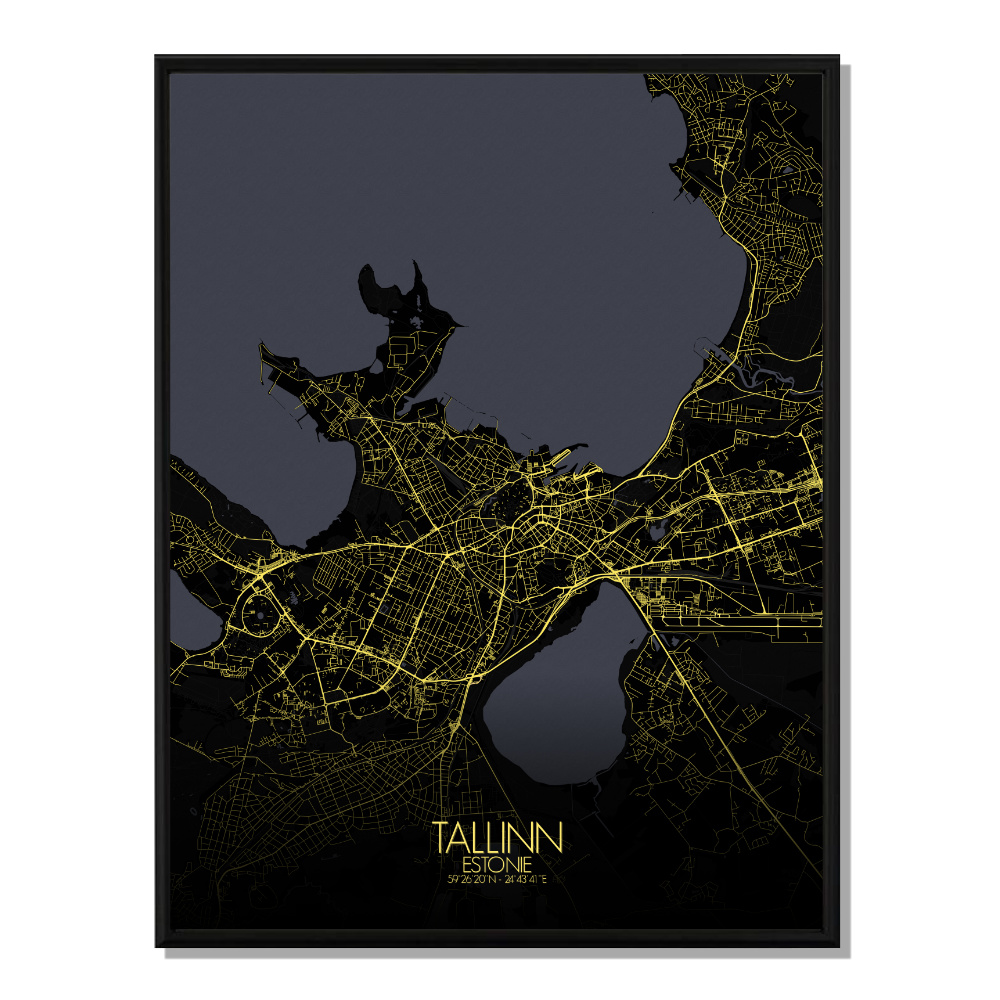 Tallinn  carte ville city map nuit