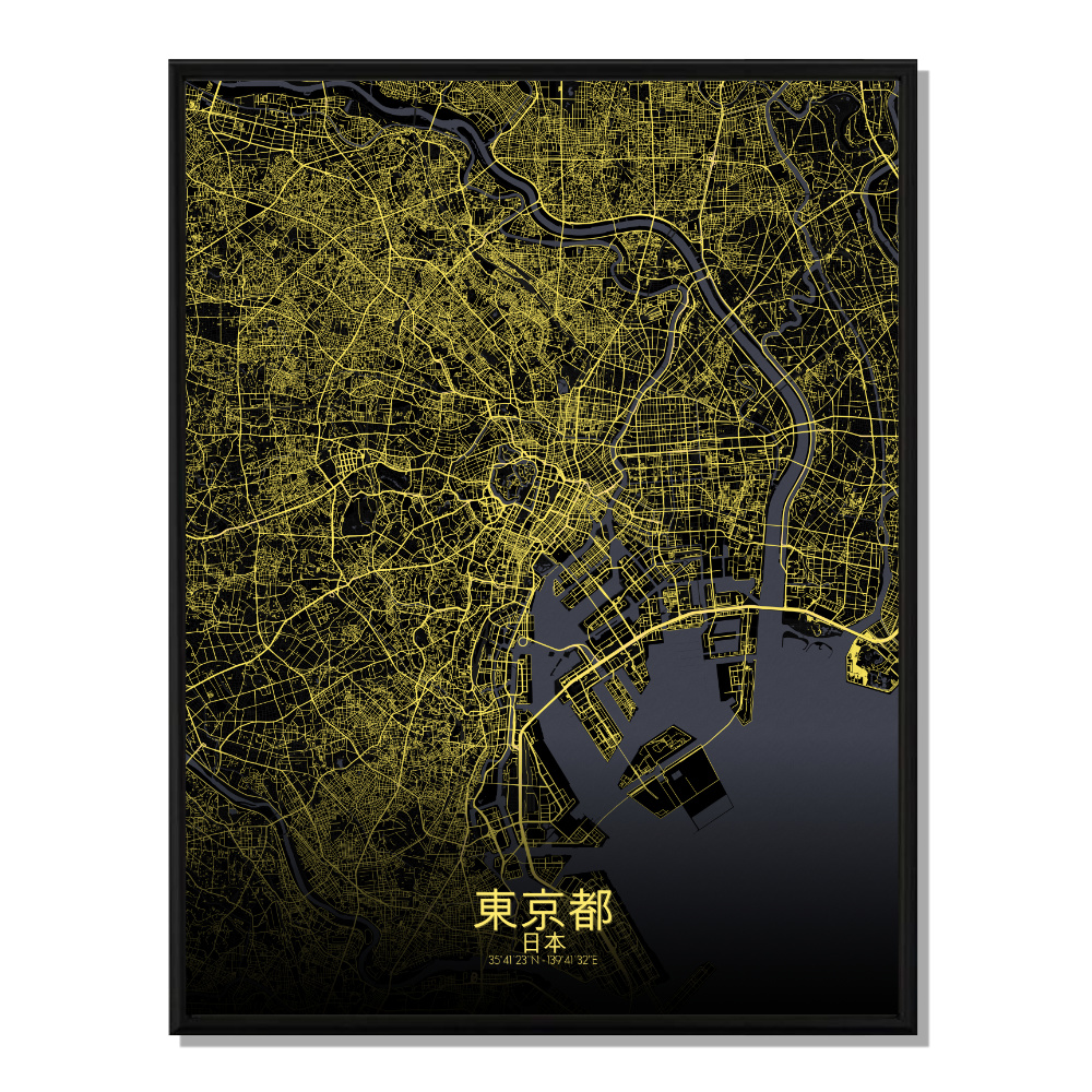 Tokyo carte ville city map nuit
