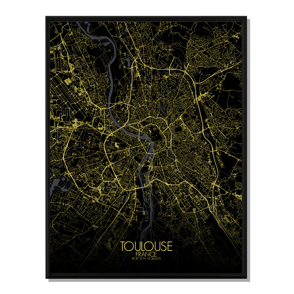 Toulouse carte ville city map nuit
