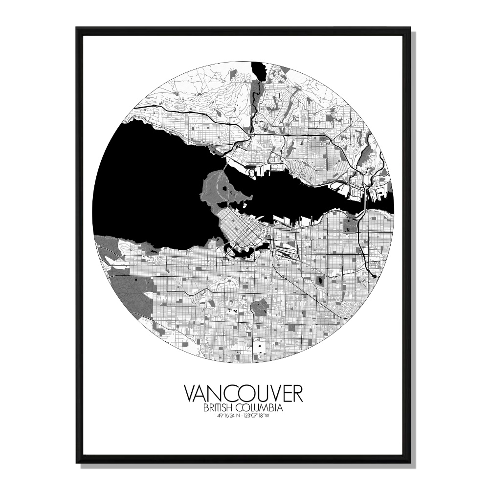 Vancouver carte ville city map rond