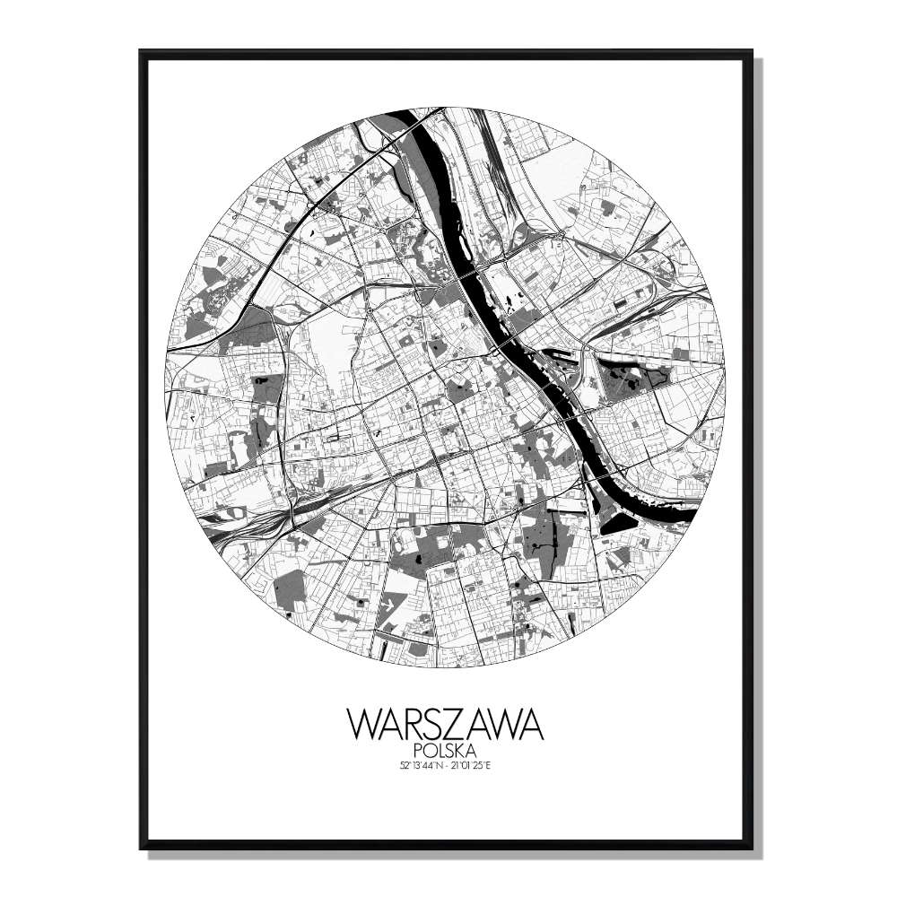 Varsovie carte ville city map rond