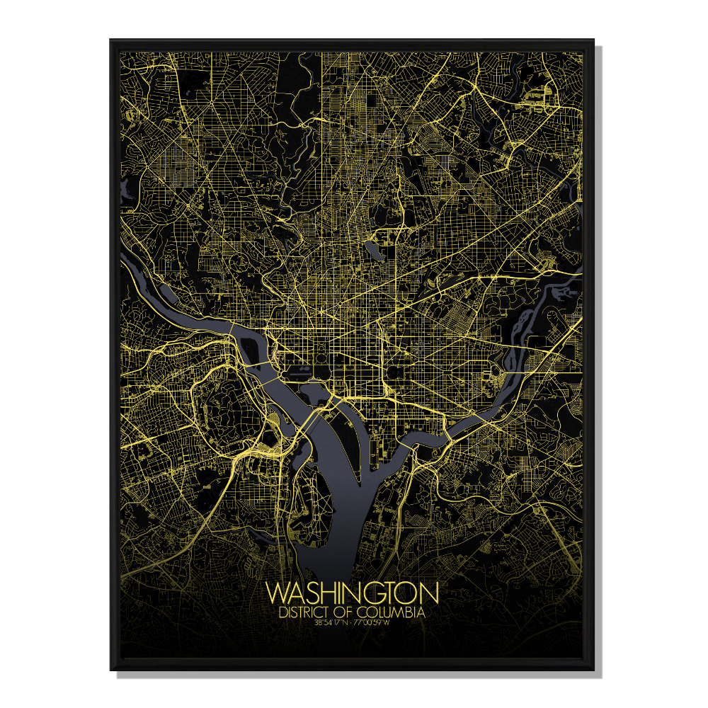Washington carte ville city map nuit