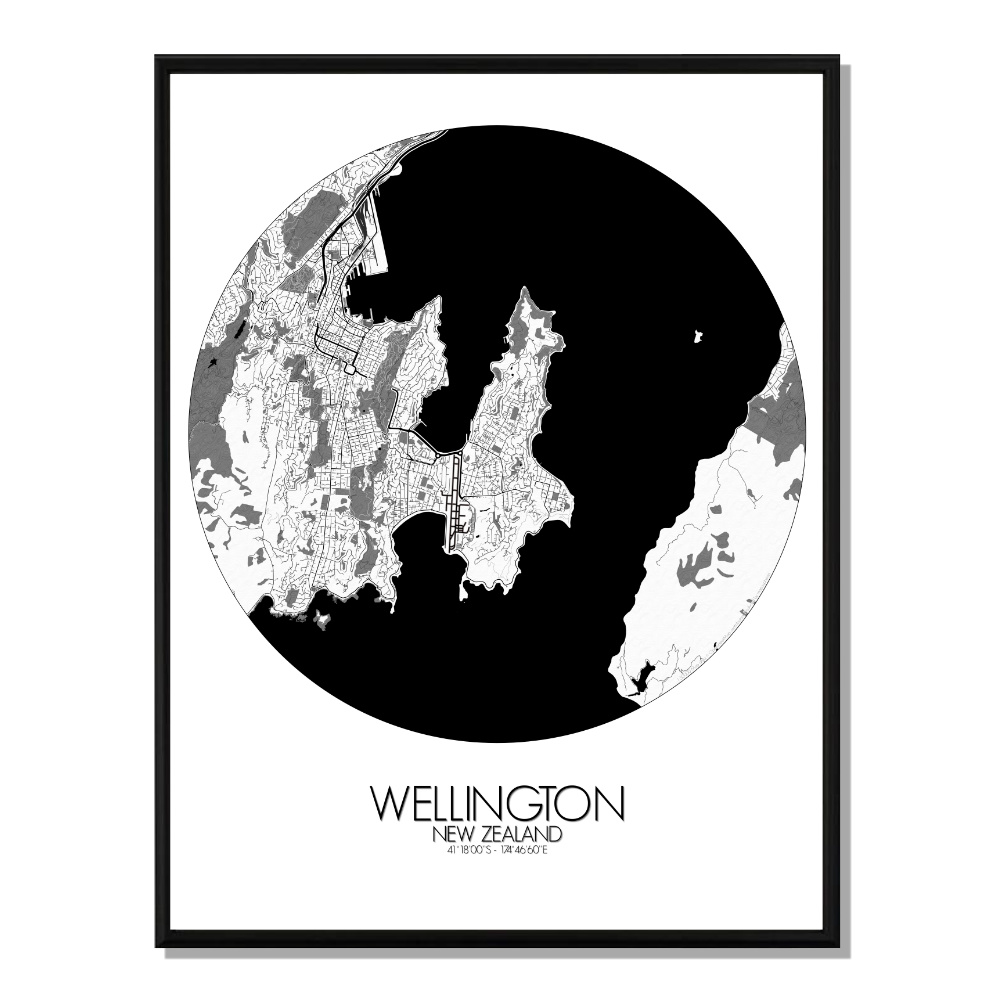 Wellington carte ville city map rond