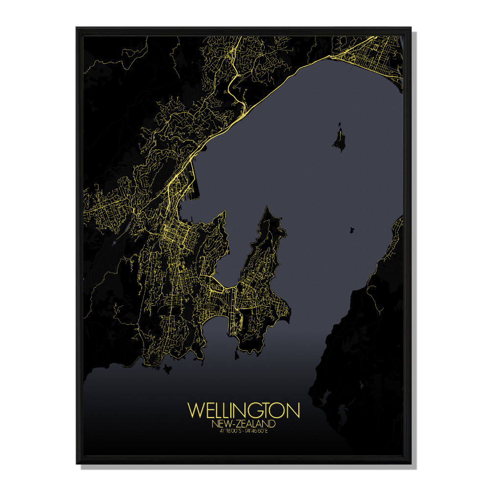 Wellington carte ville city map nuit