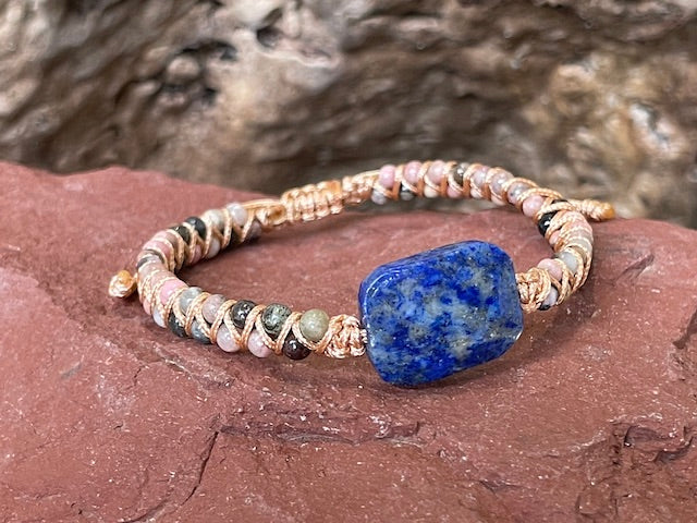 Bracelet lapiz lazuli et rhodochrosite