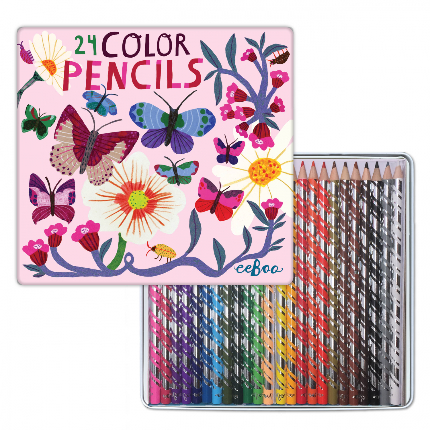 Boite fer 24 crayons couleurs
