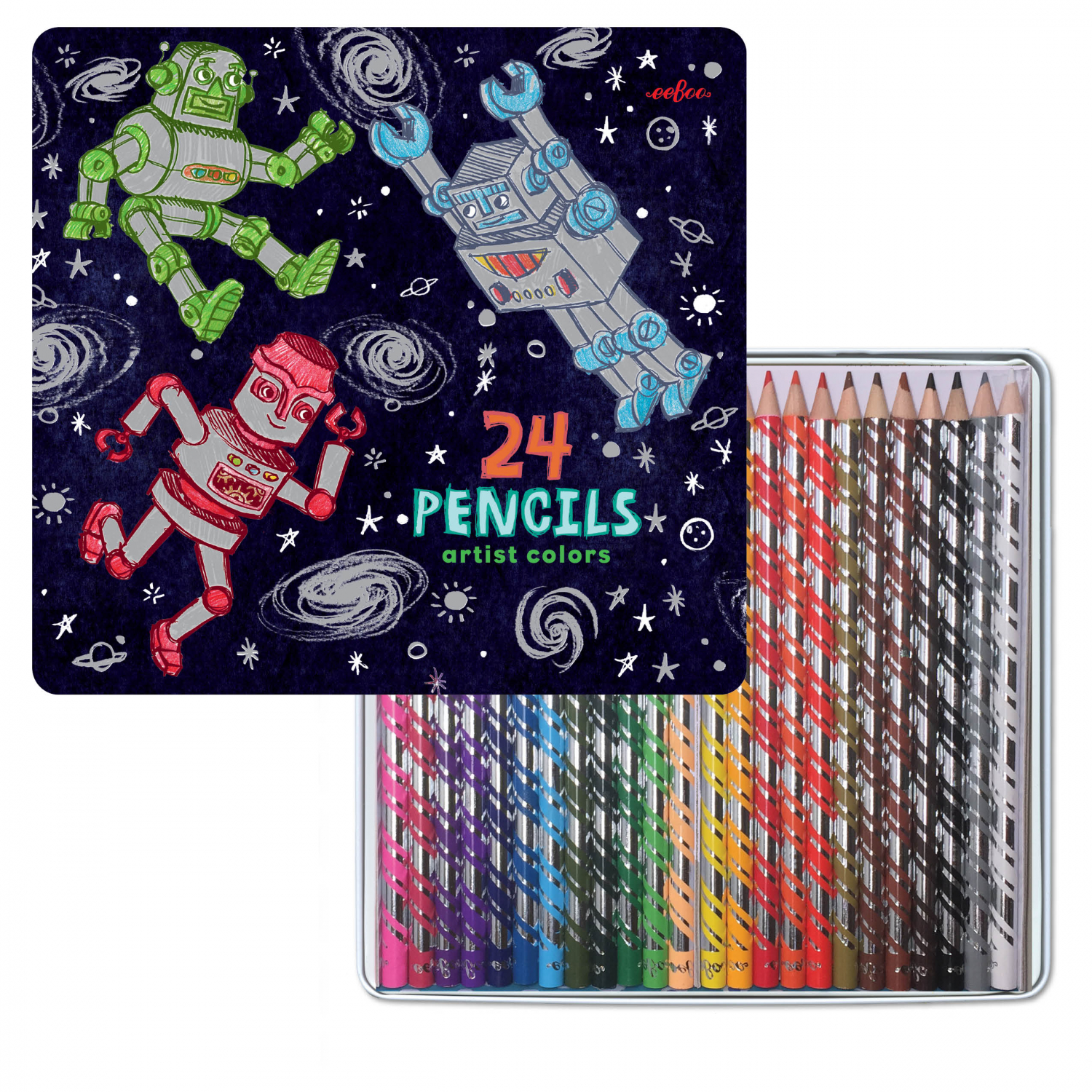 Boite fer 24 crayons de couleur-