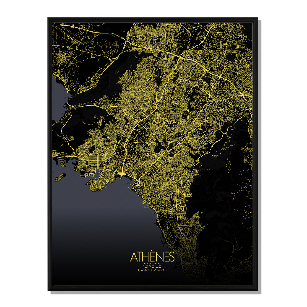 Athenes carte ville city map nuit