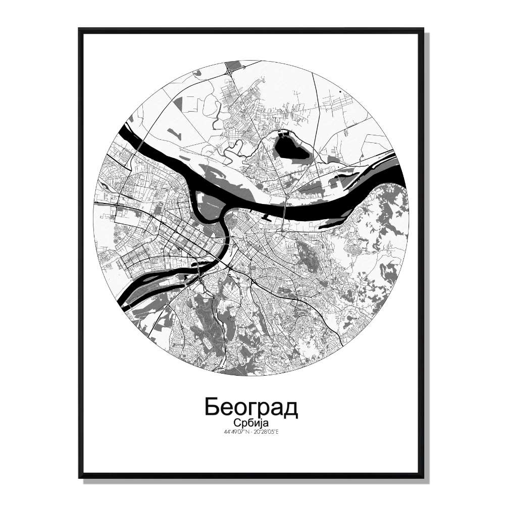 Belgrade carte ville city map rond