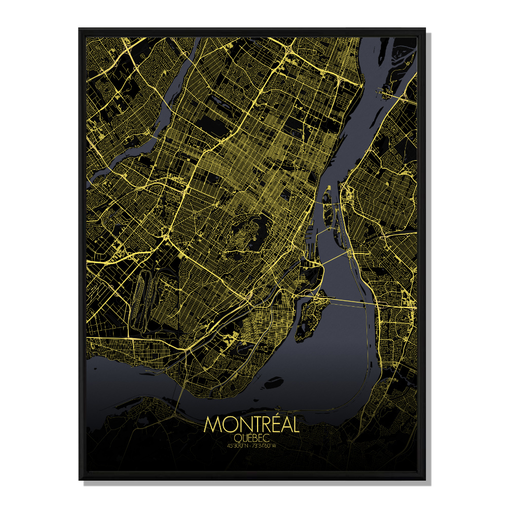 Montreal carte ville city map nuit