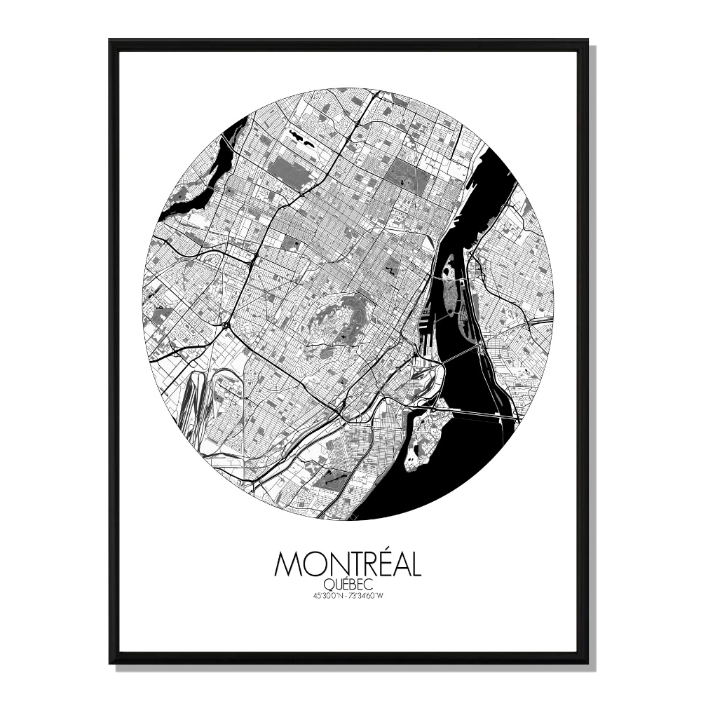 Montreal carte ville city map rond