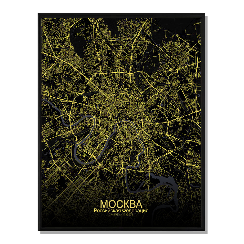 Moscou carte ville city map nuit