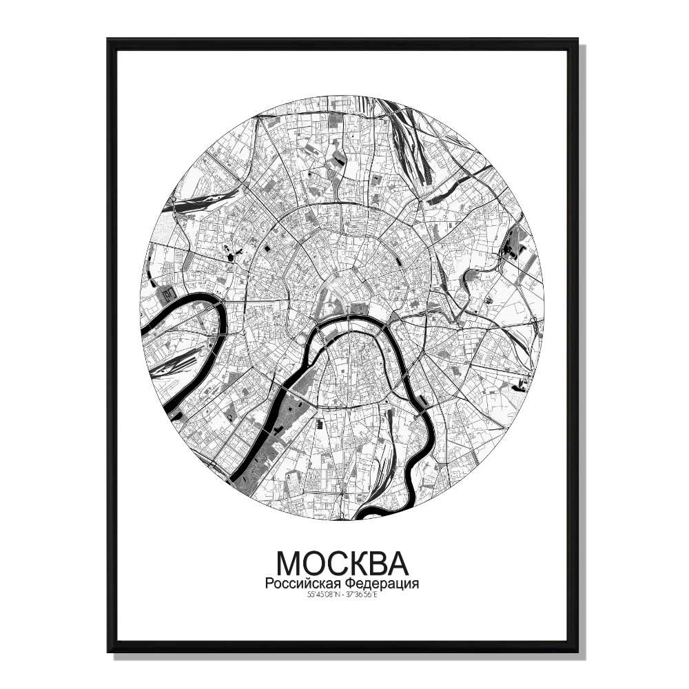 Moscou carte ville city map rond