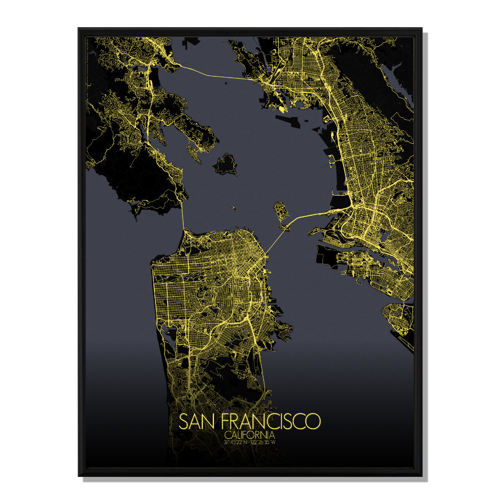 San francisco carte ville city map nuit