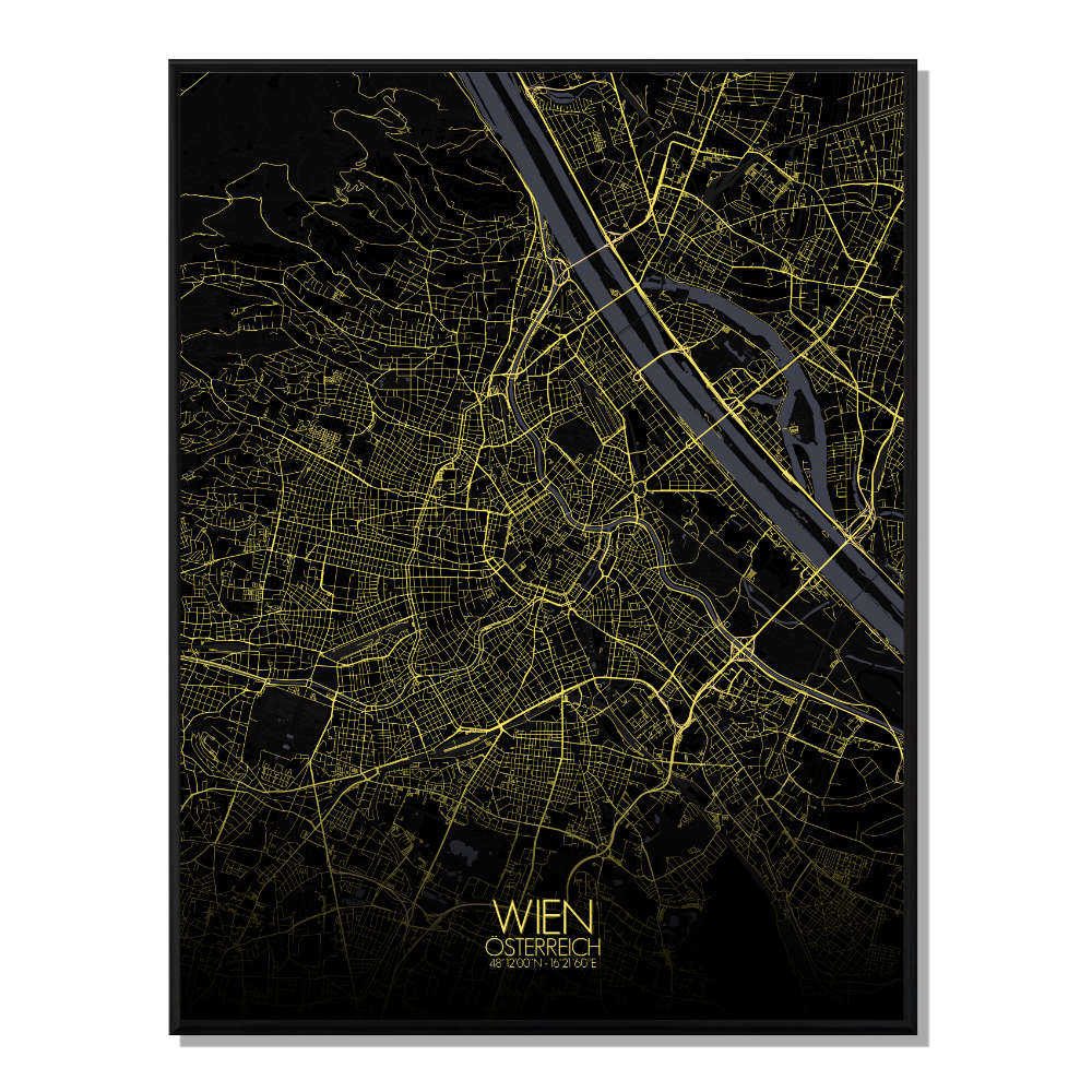 Vienne carte ville city map nuit