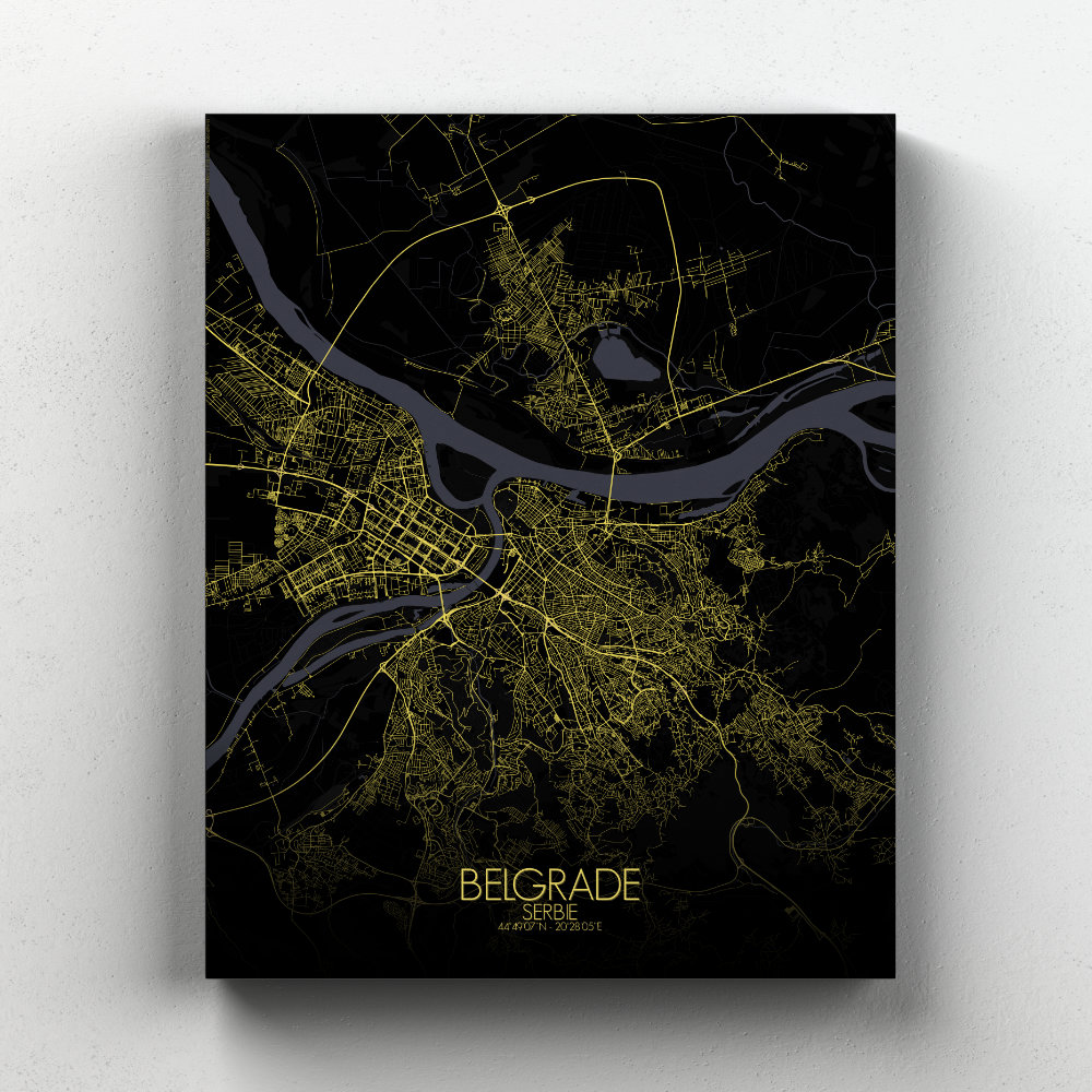 Belgrade sur toile city map nuit