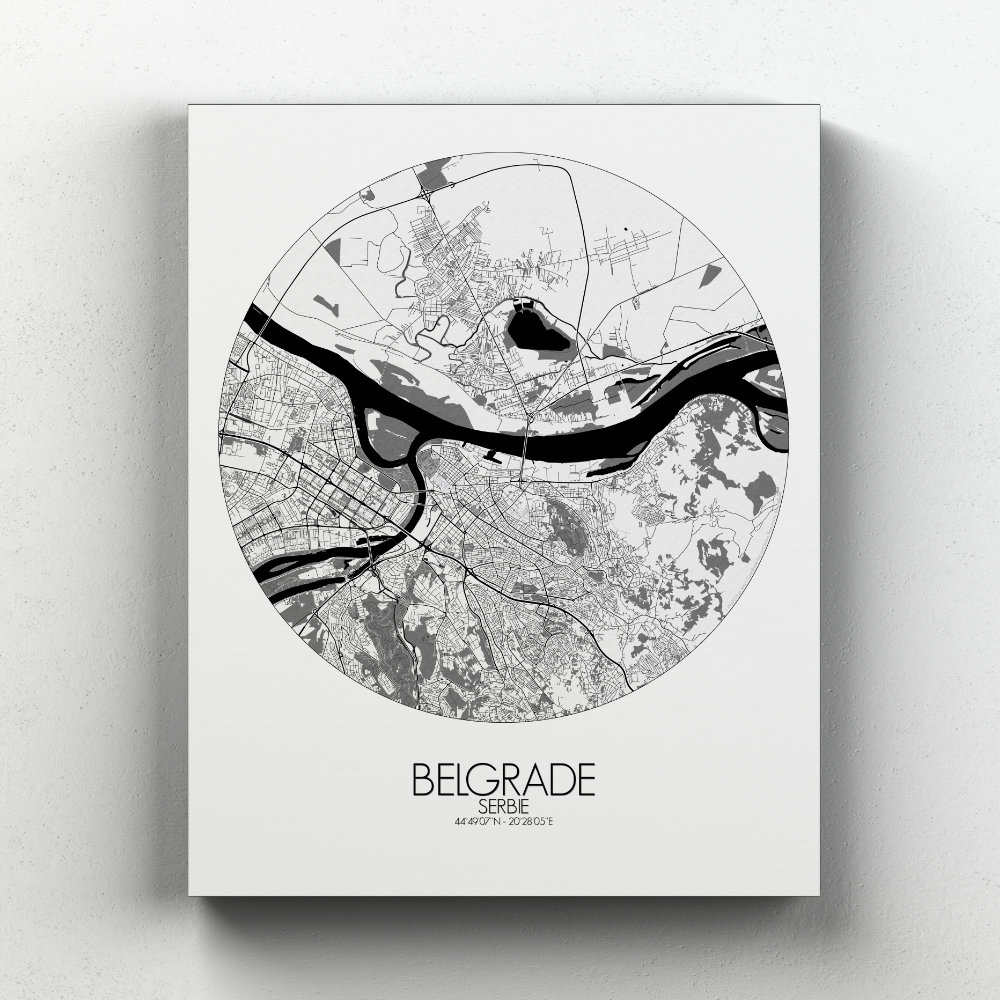 Belgrade sur toile city map rond
