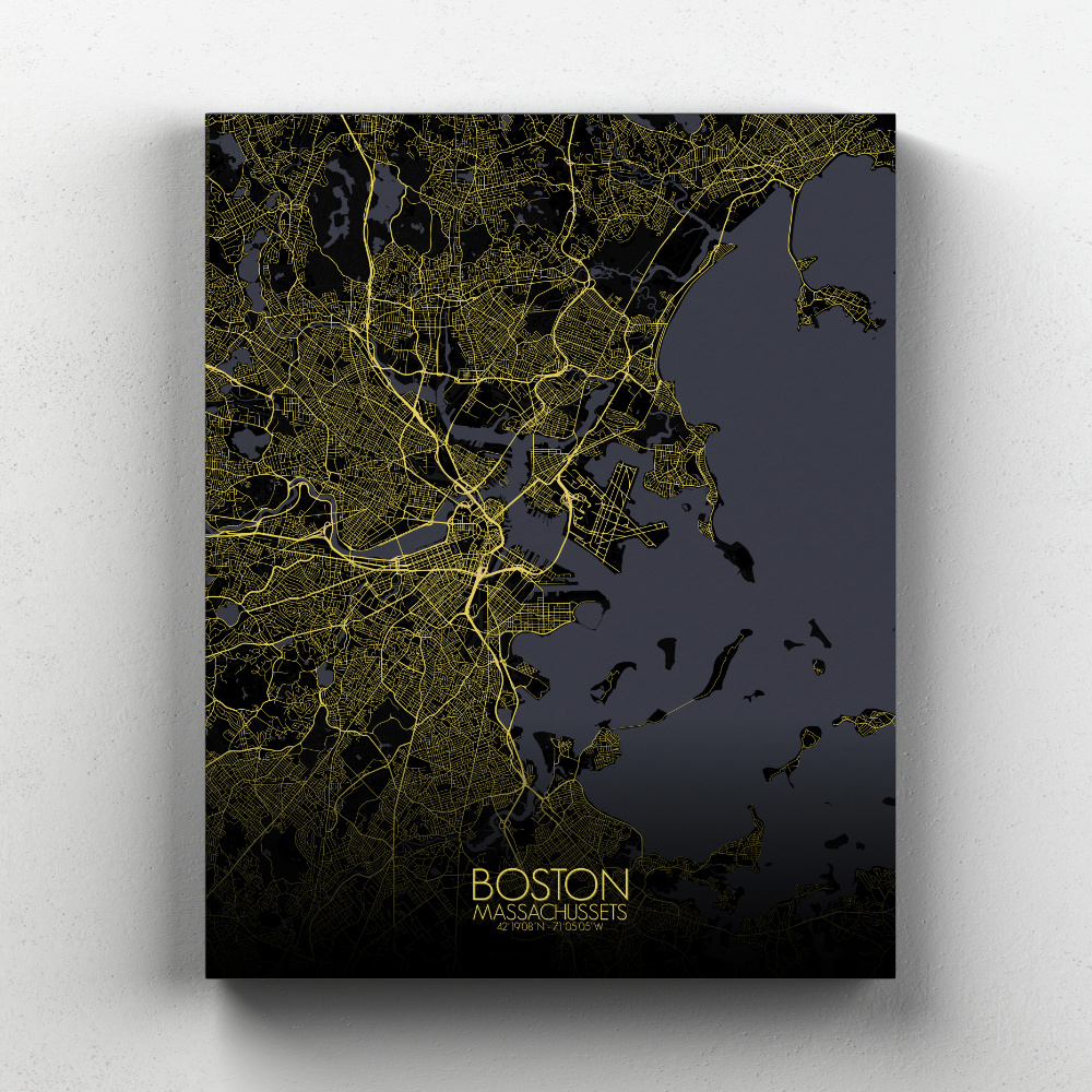 Boston sur toile city map nuit