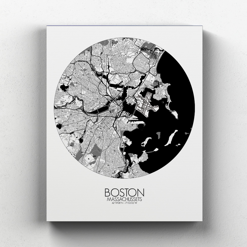 Boston sur toile city map rond