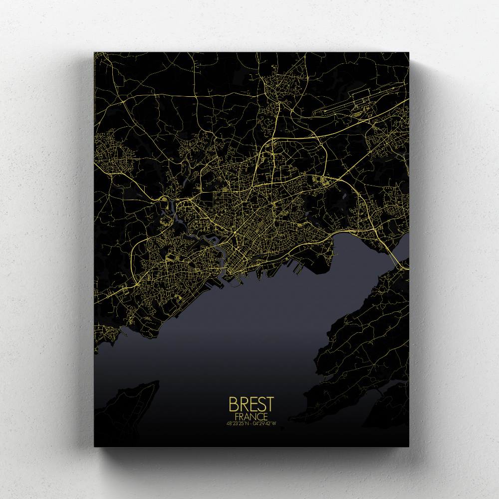 Brest sur toile city map nuit