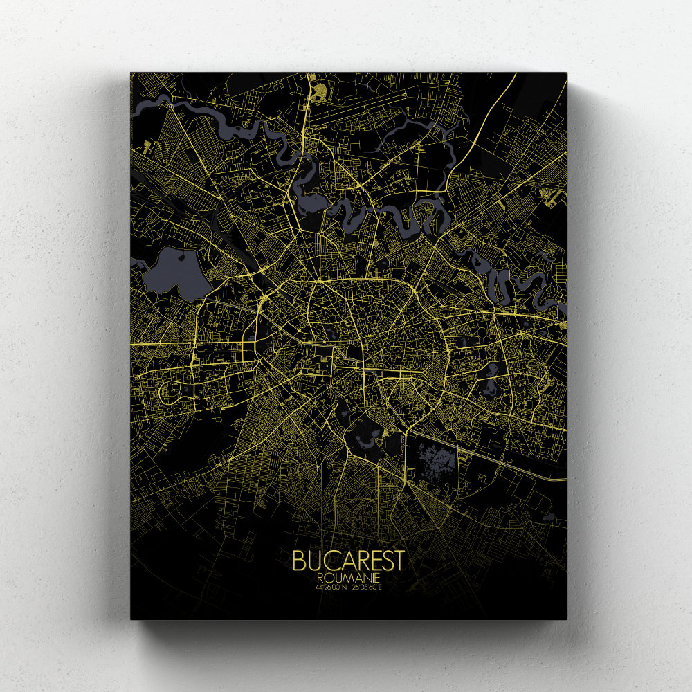Bucarest sur toile city map nuit