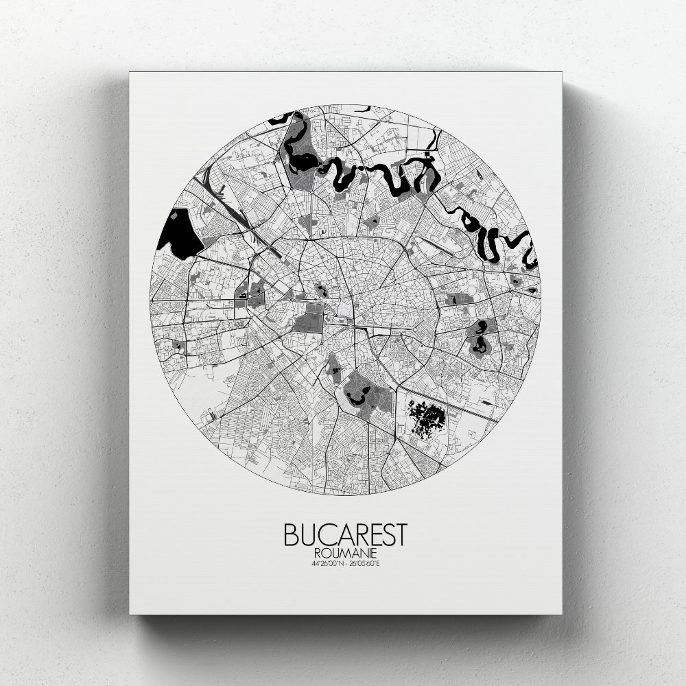 Bucarest sur toile city map rond
