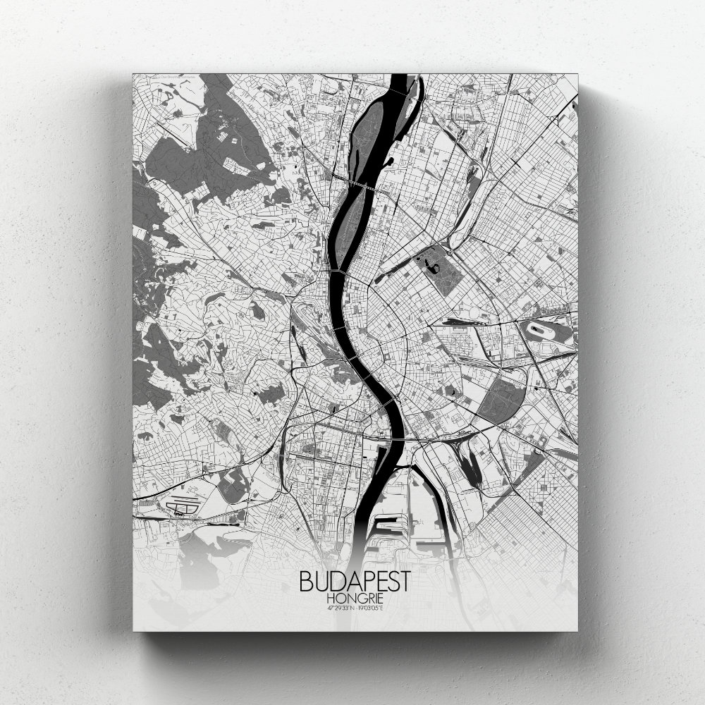 Budapest sur toile city map n&b