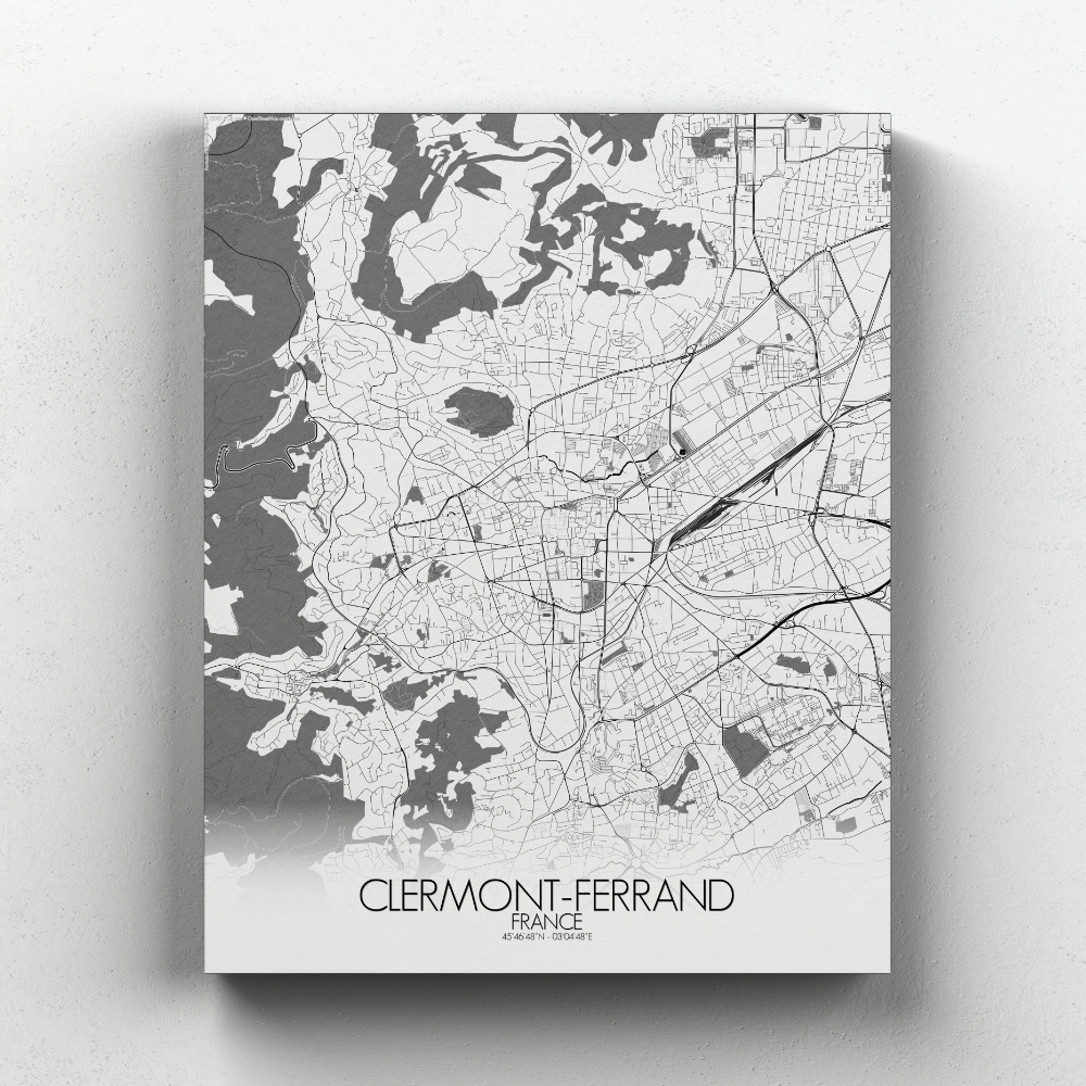 Clermont sur toile city map n&b