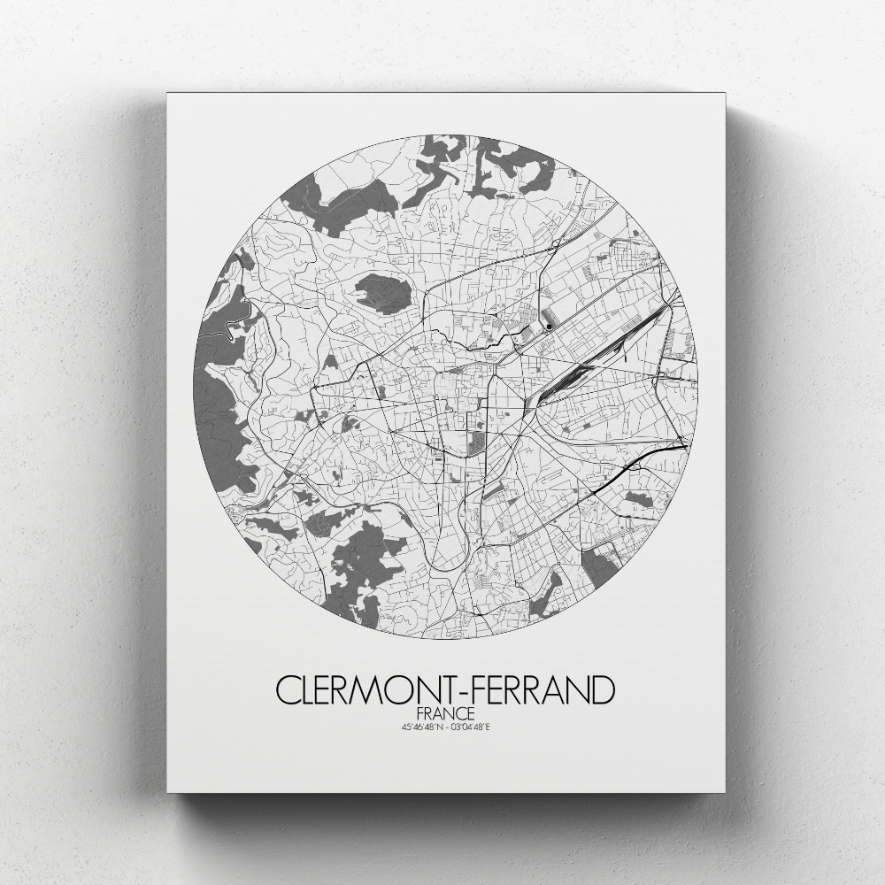 Clermont sur toile city map rond
