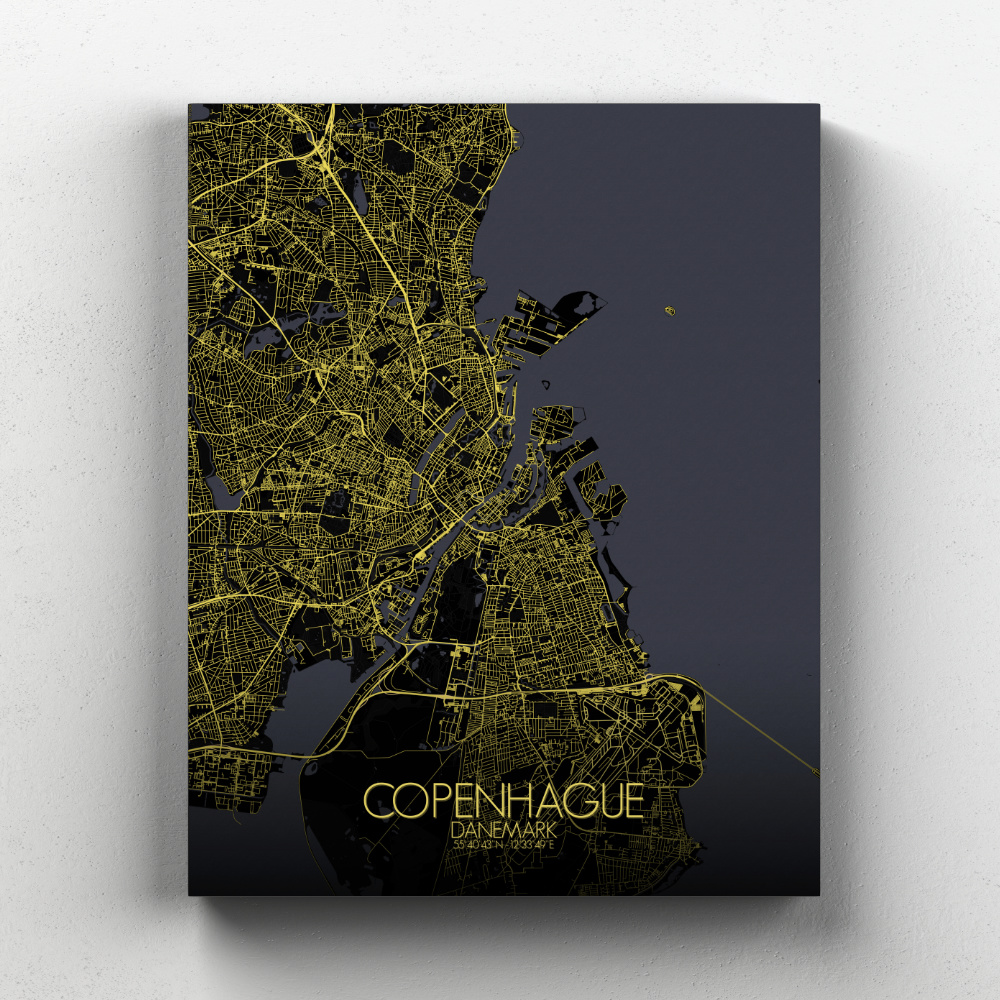 Copenhague sur toile city map nuit