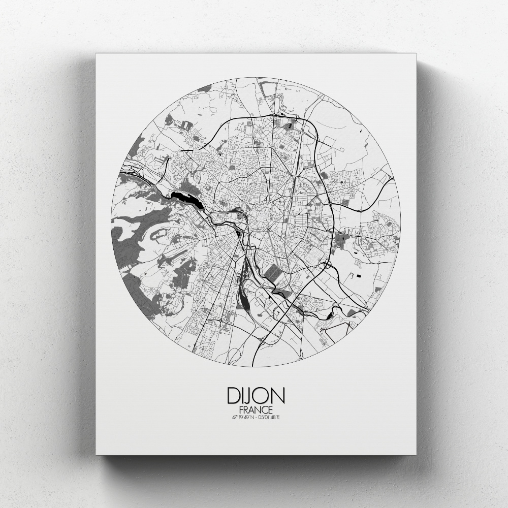Dijon sur toile city map rond
