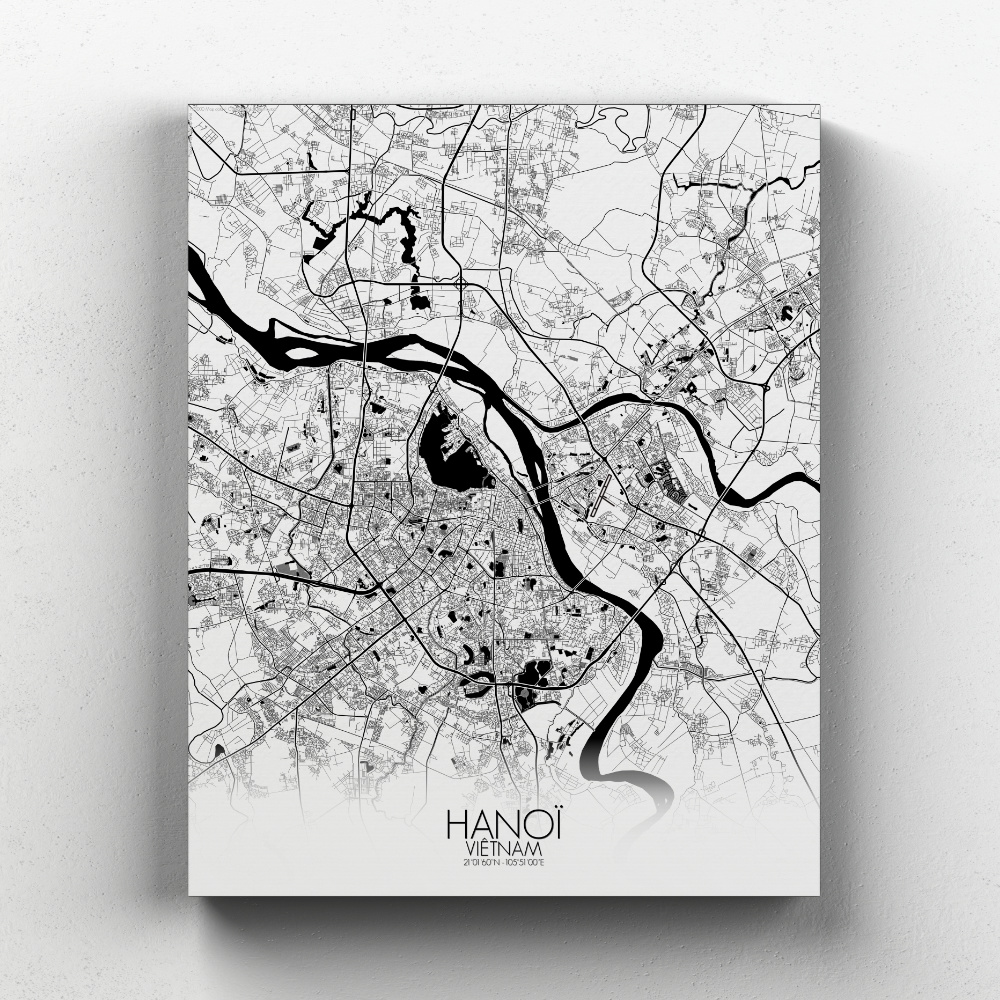 Hanoi sur toile city map n&b